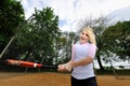 Stunning young blonde female softball player Royalty Free Stock Photo