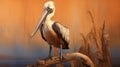 Stunning Zbrush Art: Pelican Perched On Branch At Sunset