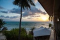 Stunningly beautiful, juicy, bright, sunset. Beautiful beach. Paradise Island Zanzibar. Royalty Free Stock Photo