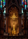 A stunningly beautiful organ in a church in Alsace. The interior of the catholic cathedral