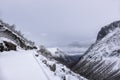 Stunningly beautiful winter view of Norwegian road Royalty Free Stock Photo