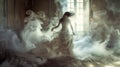 A stunningly ethereal apparition in a haunted house Royalty Free Stock Photo