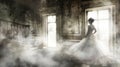 A stunningly ethereal apparition in a haunted house Royalty Free Stock Photo