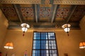 Stunningly intricate ceiling of the Los Angeles County Library, in Los Angeles, United States