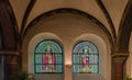 Stunningly intricate and colourful stained glass window in the church of Saint Severus in Boppard, Germany Royalty Free Stock Photo