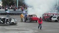 Stunt man leaves after performance, rescuers put out car fire