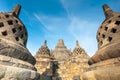 Stupa in Borobudur, ancient buddhist temple near Yogyakarta, Java, Indonesia Royalty Free Stock Photo