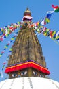 Stupa with Buddha eyes in Nepal Royalty Free Stock Photo