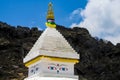 Stupa with Buddha eyes in Nepal Himalayas mountains Royalty Free Stock Photo
