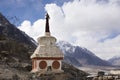 Stupa or chedi in Maitreya Buddha statue and Diskit Monastery or Deskit Gompa at nubra valley village at Leh Ladakh, India