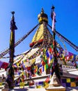Stupa and colorful prayer flags in Kathmandu, Nepal Royalty Free Stock Photo