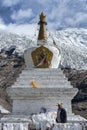 Stupa at Karo La mountain pass, on the border of the Nagarze and GyangzÃª counties in Tibet. Royalty Free Stock Photo