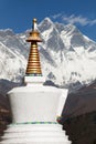 Stupa and Lhotse from Tengboche monastery Royalty Free Stock Photo