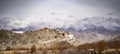 Stupa and monastery view of Himalayan mountians - it is a famous Buddhist temple in,Leh, Ladakh, Jammu and Kashmir, India.