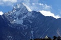 A stupa with Mt. Kangtega, Khumbu, Nepalese Himalayas. Royalty Free Stock Photo