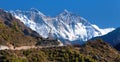 Stupa near Namche Bazar and Mount Everest Lhotse Nuptse Royalty Free Stock Photo