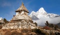 Stupa near Pangboche village with mount Ama Dablam Royalty Free Stock Photo