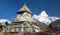 Stupa near Pangboche village with mount Ama Dablam Royalty Free Stock Photo