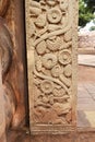 Stupa No 1, East Gateway. Left Pillar, Outside face: Floral decoration and a makara or crocodile at the bottom from whose mouth v Royalty Free Stock Photo