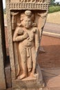 Stupa No 1, North Gateway, Right Pillar, Inside Panel 4: Dvarapala or guardian clad in dhoti. Shown standing wearing many orname