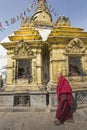 Stupa in Swayambhunath Monkey temple in Kathmandu, Nepal.