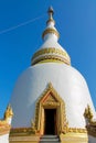 Big white stupa in Buddhist temple in Thailand