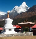 Stupa in Tengboche monastery with mount Ama Dablam Royalty Free Stock Photo