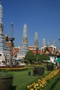 Stupas and gardens of the Royal Palace, Bangkok Royalty Free Stock Photo