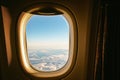 Sturdy Airplane window. Generate Ai Royalty Free Stock Photo