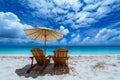 Sturdy Beach chairs umbrella. Generate Ai