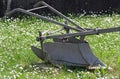 Sturdy bit of ancient iron plow for plowing the land