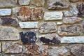 Sturdy brown and beige cut stone wall, seamless lined up