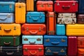 Sturdy Colorful travel suitcase. Generate Ai