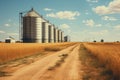 Sturdy Grain silos countryside. Generate Ai