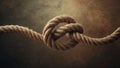 Sturdy loop knot stands strong among broken ropes, symbolizing resilience and the enduring strength of unity in a