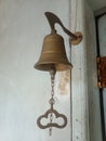 Sturdy old door bell in a cozy old house