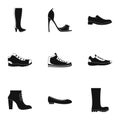 Sturdy shoes icons set, simple style