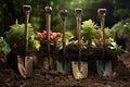 Sturdy Shovel plant soil. Generate Ai