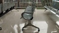 Sturdy stainless steel airport or hospital style waiting room chairs.