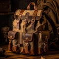 A sturdy and stylish canvas backpack with leather accents and multiple compartments