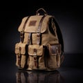 A sturdy and stylish canvas backpack with leather accents and multiple compartments