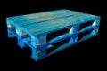 Sturdy wooden pine blue pallet used in transportation and storage, euro pallet, epal pallet Royalty Free Stock Photo