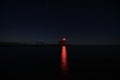 Sturgeon bay pierhead canal lighthouse door county wisconsin red beacon illuminated on a clear night wide view