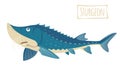 Sturgeon, vector cartoon illustration Royalty Free Stock Photo