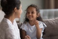 Stuttering girl take part in pronunciation lessons with speech therapist