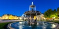 Stuttgart Castle square Schlossplatz Neues Schloss with fountain travel panorama by night in Germany Royalty Free Stock Photo