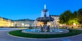 Stuttgart Castle square Schlossplatz Neues Schloss with fountain travel panorama at twilight in Germany Royalty Free Stock Photo