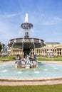 Stuttgart city Castle square Schlossplatz with fountain travel portrait format in Germany Royalty Free Stock Photo