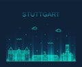 Stuttgart city skyline German vector linear style