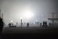 Stuttgart Fireworks Schlossplatz Smoke New Year Celebration Ominous Fog Night Spotlights Explosions Fire 2016 2017